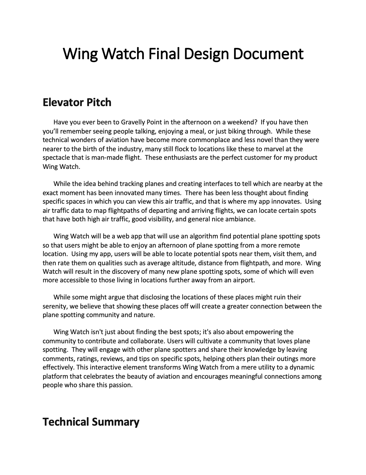 Preview of Final Design Document